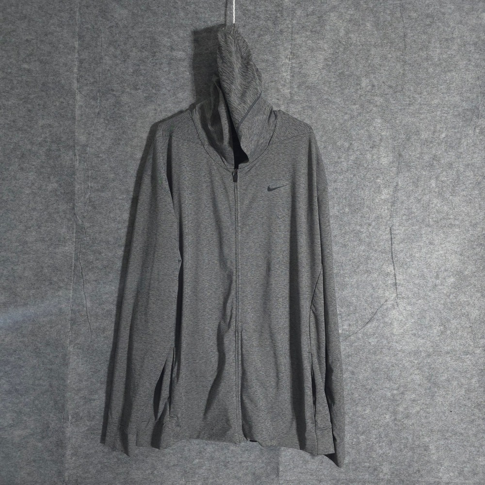 Nike Dri Fit Standard Fit Full Zip Hoodie Jacket Mens XXL Gray‎ Athletic Swoosh